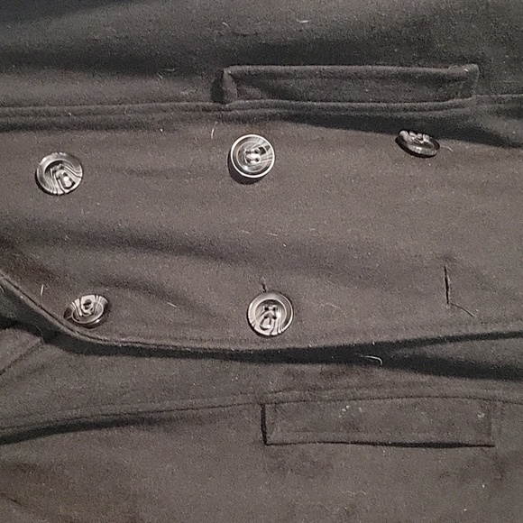 CJ BLACK Unisex Black L Pea Coat Fully‎ Lined Wool Heavy See description - Picture 3 of 5